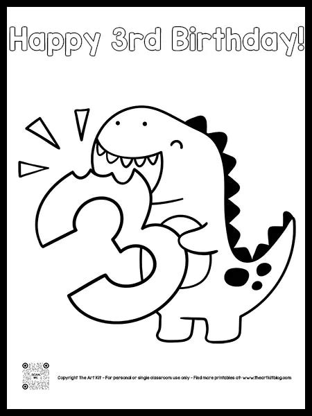 happy  birthday dinosaur coloring page  printable  bubble