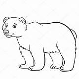 Wild Coloring Animals Pages Bear Cute Smiles Stock Illustration sketch template