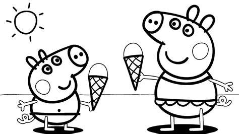 peppa pig   beach coloring pages bubakidscom