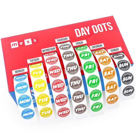 buy mess days   week stickers day dots food labels  box labels  food