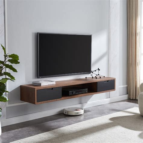 homcom wall mounted tv stand media console floating storage shelf