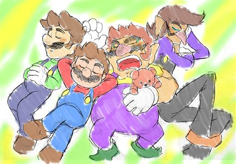 Mario Luigi Wario And Waluigi Mario And 2 More Drawn By Omu
