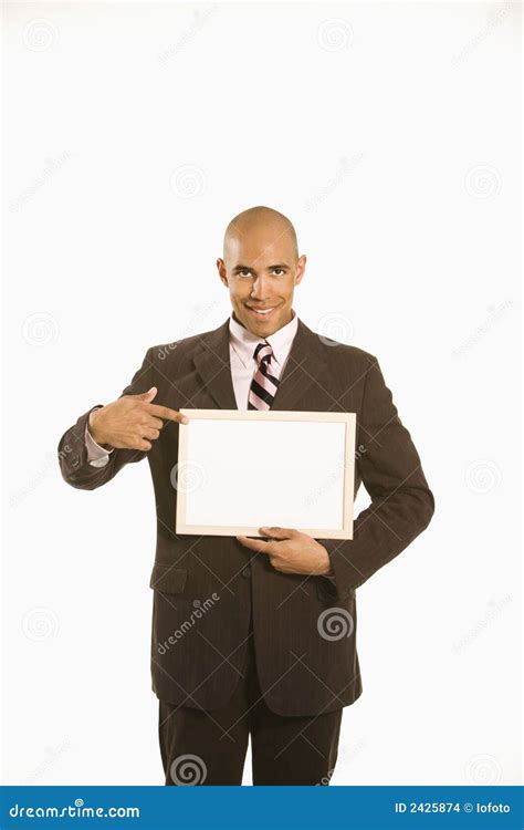 businessman holding sign stock images image