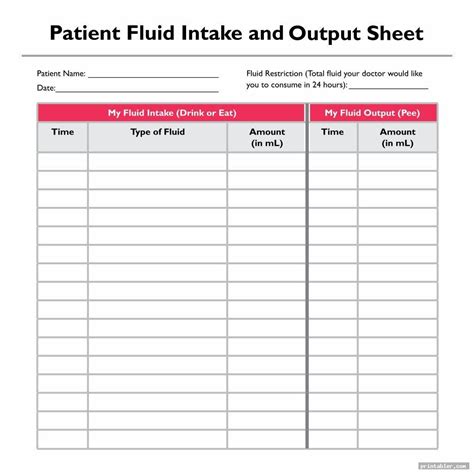 printable fluid intake charts gridgitcom fluid nursing school