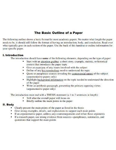 academic outline format   write  good outline   academic