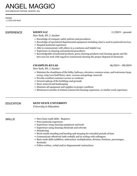 janitor resume sample