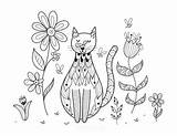 Coloring Cat Pages Kids Adults Garden Printables sketch template