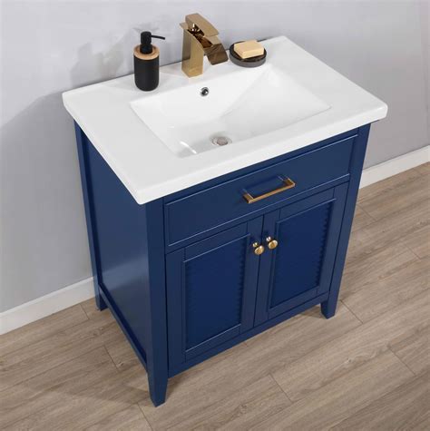 transitional  single sink bathroom vanity  porcelain integrated