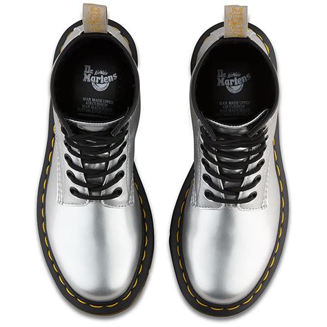 dr martens  vegan metallic  glam boots silver