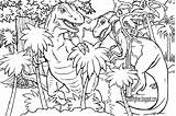 Coloring Pages Jurassic Dinosaur Drawing Dinosaurs Printable Park Color Rex Prehistoric Book Adults Colouring Kids Family Dino Big Print Realistic sketch template