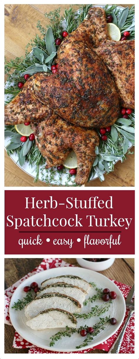 herb stuffed roasted spatchcock turkey recipe grain