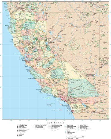 california state map  adobe illustrator vector format detailed editable map  map