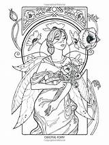 Coloring Pages Fairy Gothic Fairies Printable Adult House Nouveau Mystical Anime Mermaid Fantasy Vampire Elf Book Getcolorings Color Elves Print sketch template