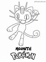 Pokemon Coloring Pages Color Print Meowth Printable Drawing Kids sketch template