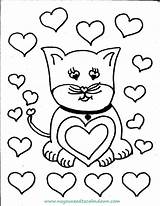 Coloring Cat Valentines Valentine Printable Pages Sheets Cute Visit Kids sketch template