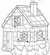 Cerditos Coloring Pigs Hellokids Drei Lobo Schweinchen Ladrillo Malvorlagen Cuento Fiedler Ausmalen Cuentos Holzhaus Baut Kleine Brick sketch template