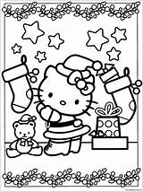 Kitty Hello Pages Christmas Coloring Color Decoration Kids Print Online Adults sketch template