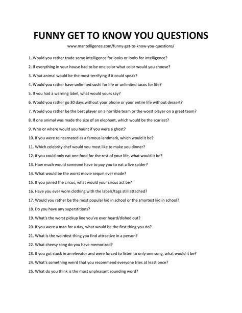 109 Funny Get To Know You Questions To Ask People J