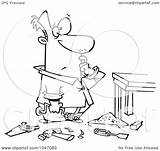 Messy Cartoon Craftsman Outline Illustration Royalty Rf Clip Toonaday Notes sketch template