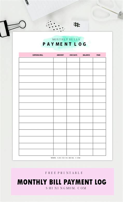 printable monthly bills organizer bill organization printables