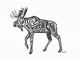 Native Moose Alaskan Indigenous Zentangle Inuit sketch template