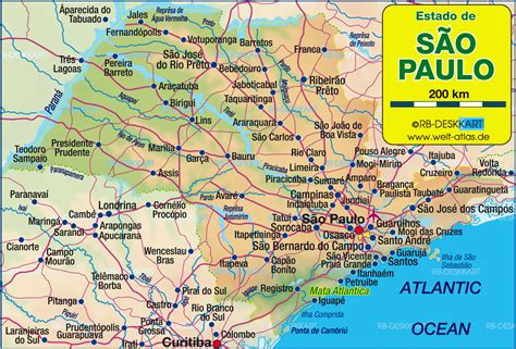 map  sao paulo state state section  brazil welt atlasde