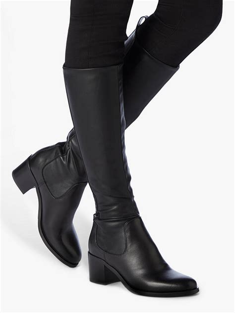 dune telling mid block heel knee high boots black at john lewis and partners
