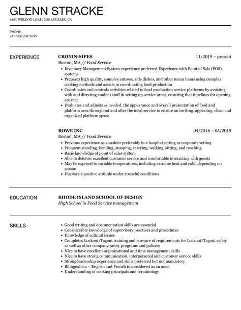 food service resume templates sharonhudgens blog