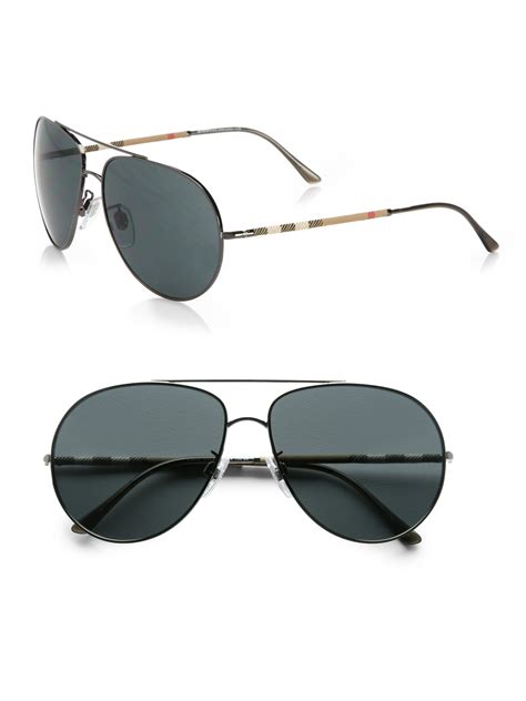 Lyst Burberry Metal Aviator Sunglasses In Black For Men