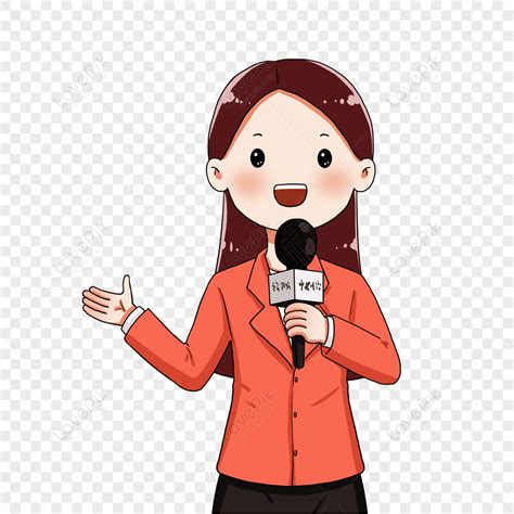 female reporter news worker cartoon reporter png transparent background  clipart image