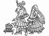 Indian Wedding Coloring Pages Mariage Indien India Bollywood Traditional Bride Groom Coloriage Fire Hindu Clipart Adult Walk Symbols Printable Drawings sketch template