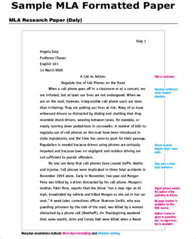 sample research paper mla cover page sample papers  mla style