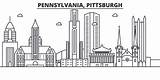 Pittsburgh Skyline Line Vector Pennsylvania Illustration City Linear Architecture Cityscape Landmarks Famous Illustrations Cit Stock Clip Strokes Editable Sights Icons sketch template
