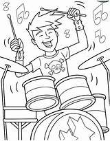 Coloring Pages Drum Band Rock Roll Boy Drummer Drawing Hiking Drumset Drums Showtime Playing Color Play Kids Camp Getcolorings Marching sketch template
