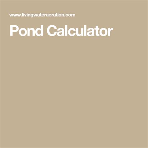 pond calculator  images pond calculator living water