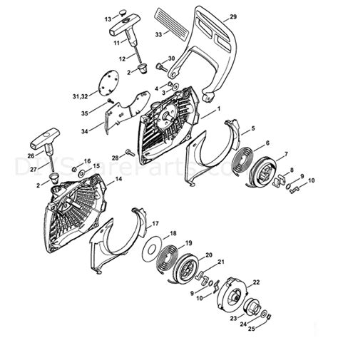 stihl ms  chainsaw ms cqz parts diagram rewind starter