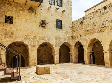 small courtyard  arches   stock image colourbox