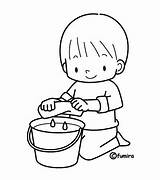 Coloring Colorear Para Pages Cleaning Boy Preschool Limpiando Nino Dibujos Imagenes Con Enblog Raste Trapo sketch template