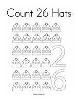 Coloring Count Hats Pages Numbers Print Cursive Twistynoodle Twisty Noodle sketch template