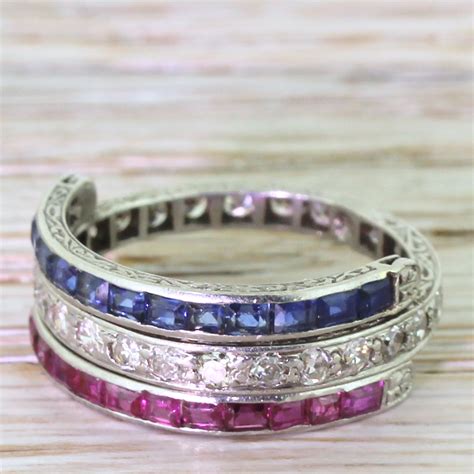 diamond ruby sapphire hinged full eternity ring platinum gatsby