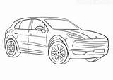 Cayenne Coloring Suv Porschecayenne X5 sketch template