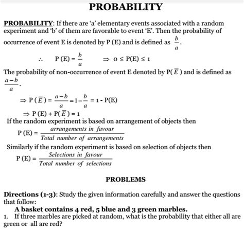 probability tips notes problems questions answers solutions