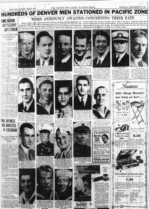 photos denver post front pages document pearl harbor attack