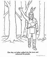 Pilgrims Coloring Pages Thanksgiving Squanto Pilgrim Indians First Story Samoset American Family Printables Printable Print History Contact Native Sheets Kids sketch template