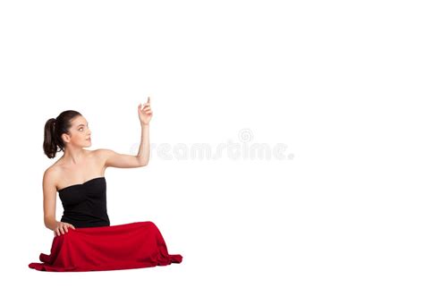 Young Woman Presenting White Copy Space Stock Image Image Of Isolated