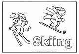 Sking Skiing Skifahren Seite sketch template