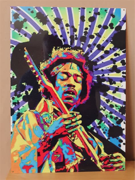 Jimi Hendrix Vintage Metal Print Poster Man Cave Retro Rare Etsy