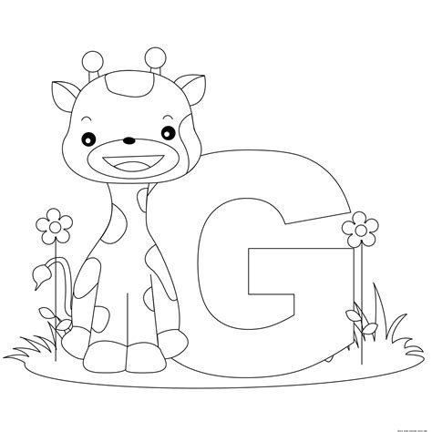 printable animal alphabet letter    giraffe  kids coloring