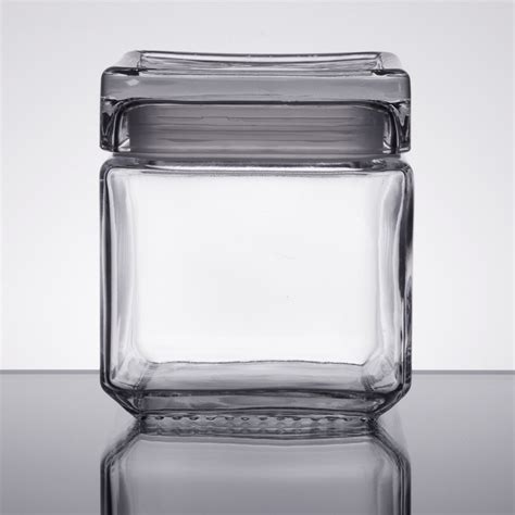 Anchor Hocking 85587r 1 Qt Clear Stackable Square Glass Jar