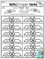 Verbs Tense Irregular Past Verb Activities Grammar Present Teaching Read English Grade Write Right Bat Language Kids Wing Speech October sketch template